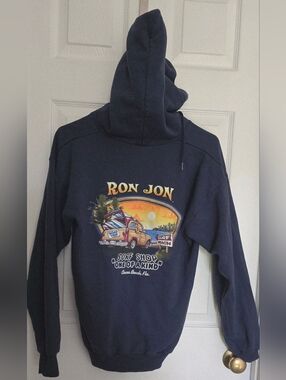 Ron Jon Navy Hoodie with Sunset Surf Van Graphic- Size M